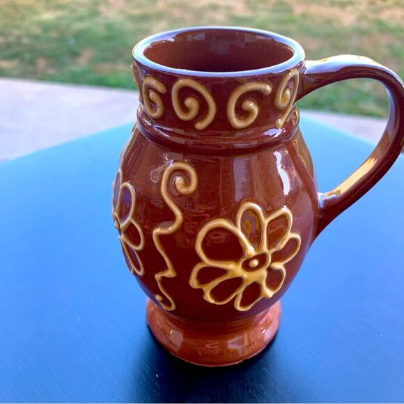 Anthropologie Brown Handmade Small Pottery Pitcher - Picture 1 of 5